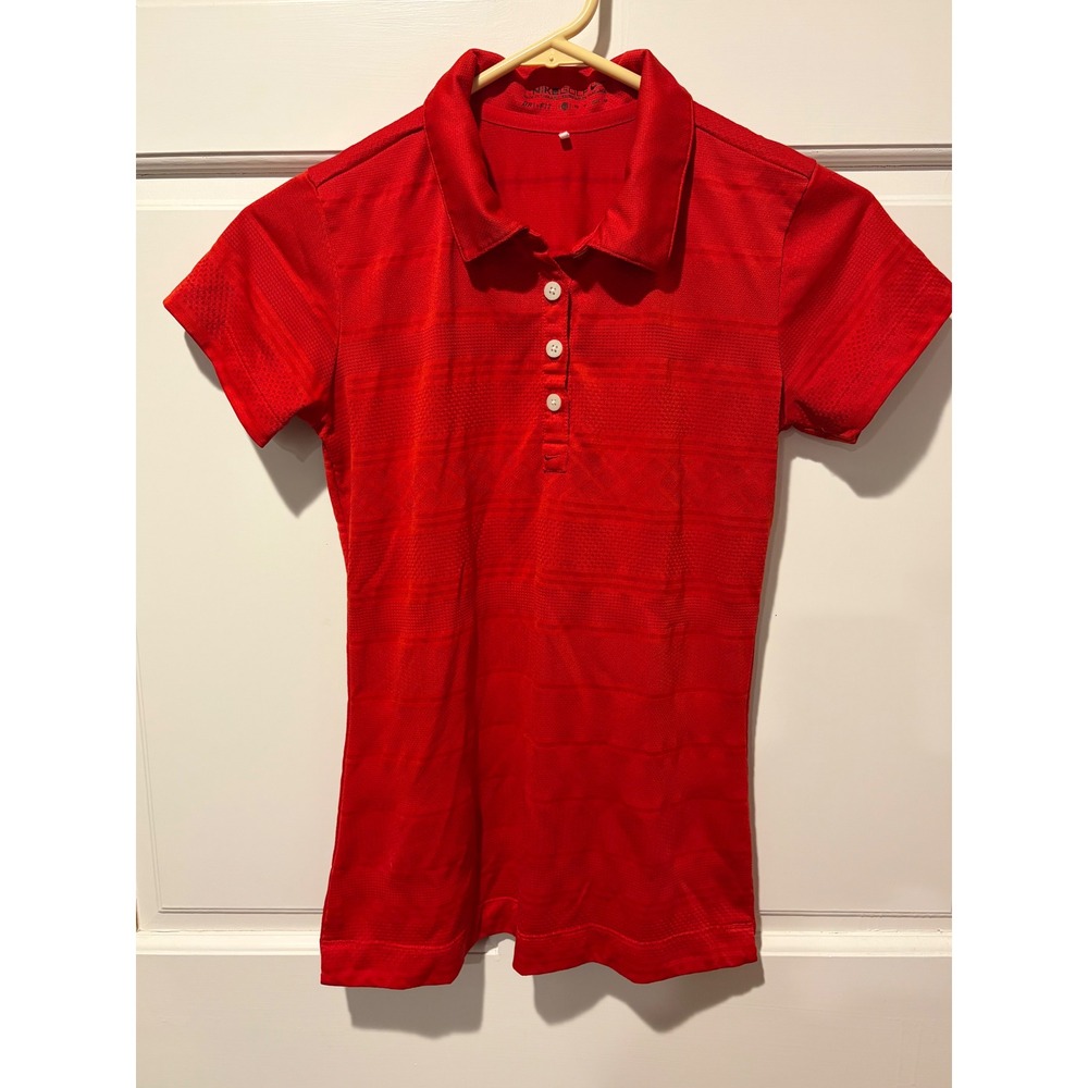 Nike Golf Dri-FIT Red Textured Short Sleeve Polo Shirt Womens XS